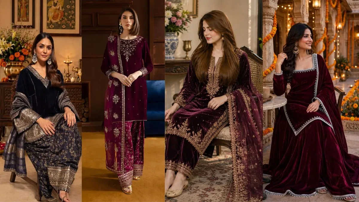 velvet suit for karwa chauth