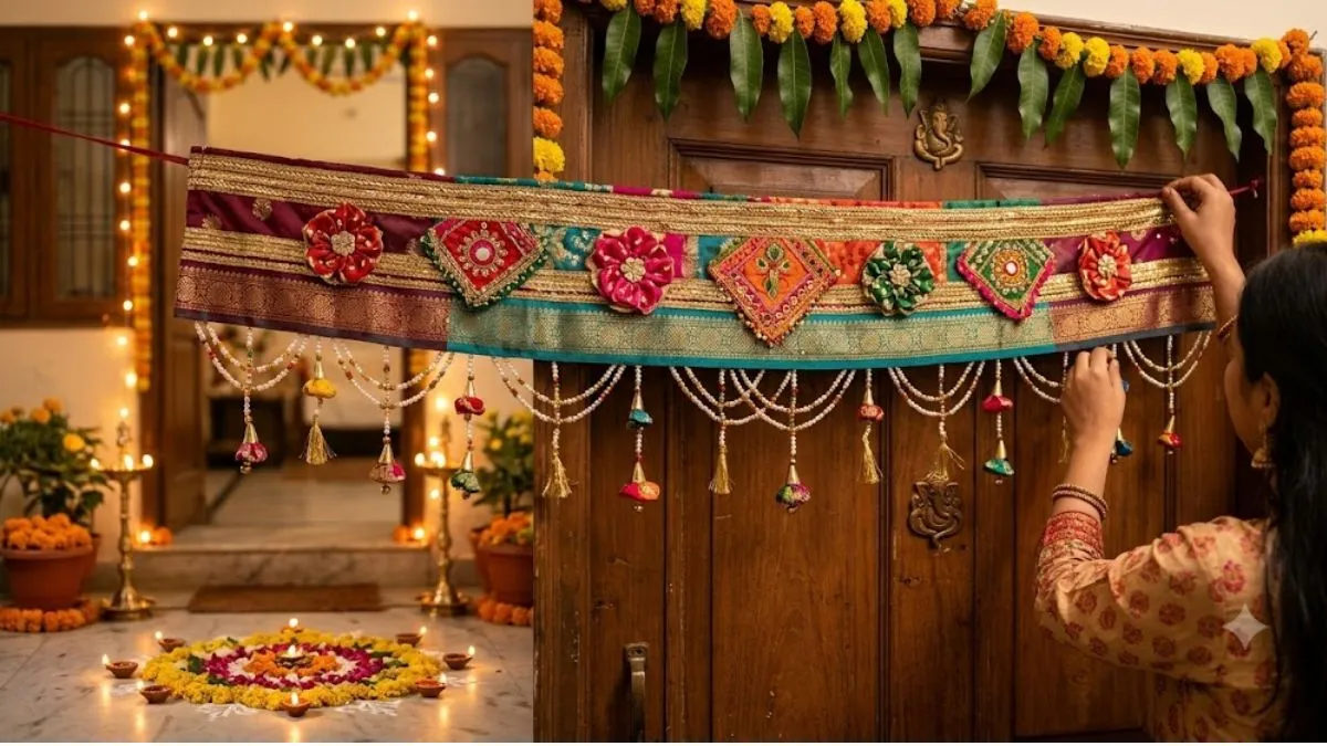 diy toran from old saree (1)