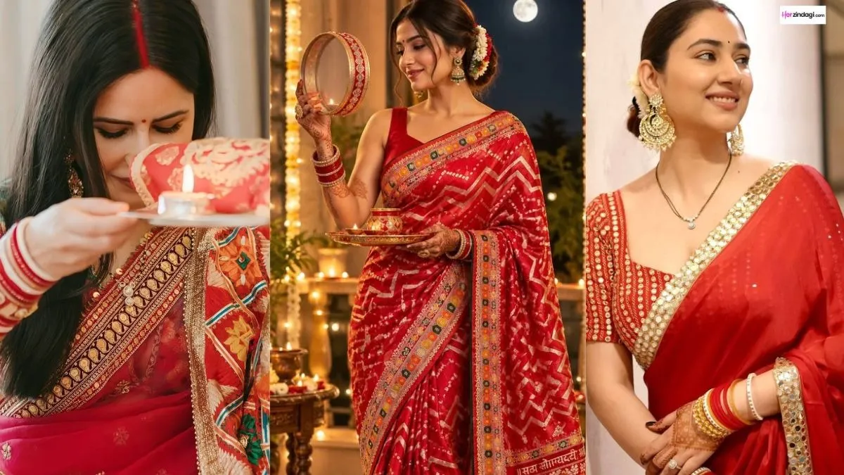red saree designs for a gorgeous karwa chauth look