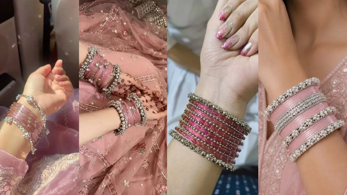 pink and sliver bangles