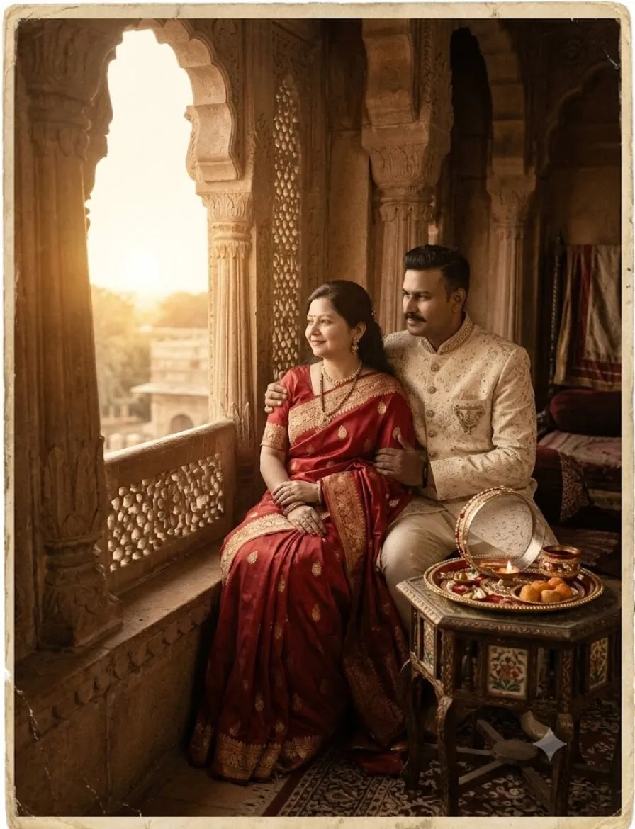 karwa chauth couple photo with ai prompts (1)