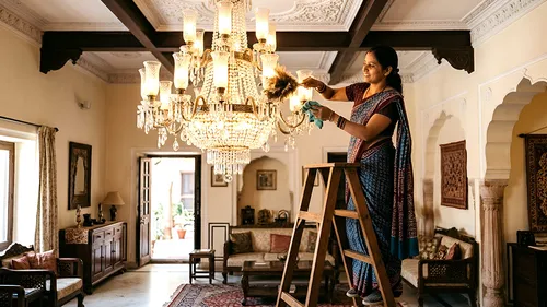 clean chandelier at home