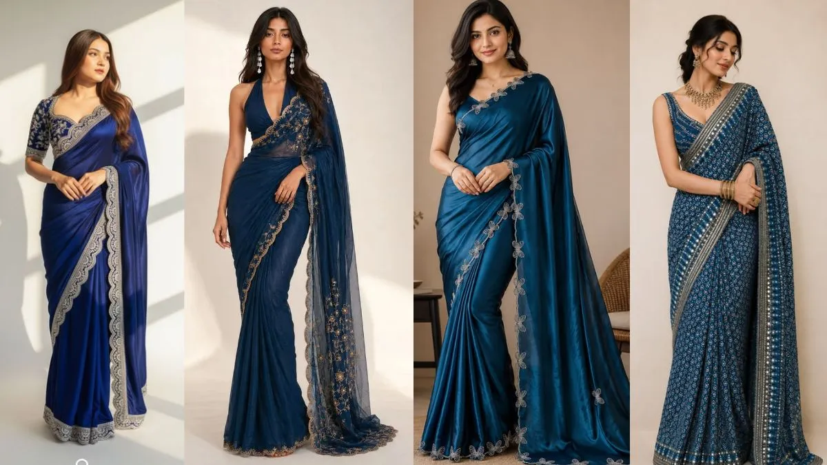 Blue sarees for Ahoi Ashtami