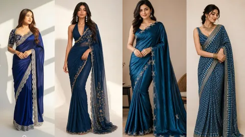 Blue sarees for Ahoi Ashtami