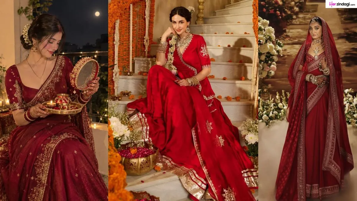 red lehenga saree designs for karwa chauth look to elevate your style game