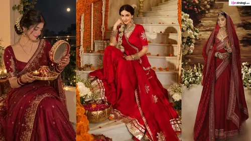 red lehenga saree designs for karwa chauth look to elevate your style game