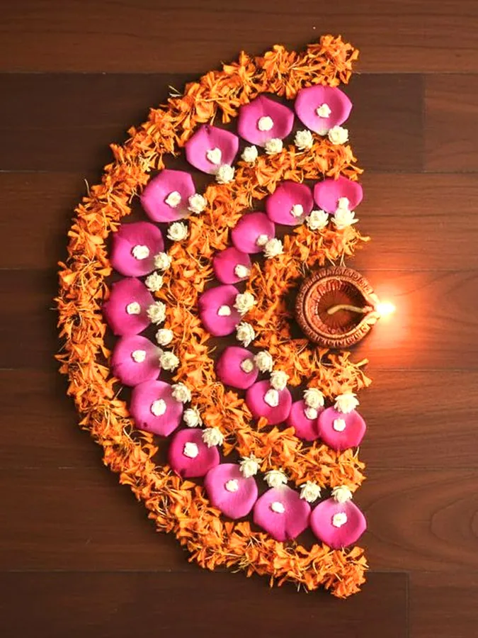 diya with flower