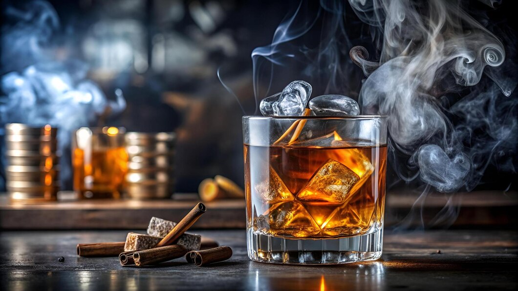 smoked-old-fashioned-rum-cocktail-with-cubes-ice-around-dark-background-bar-club-o_1041545-38255