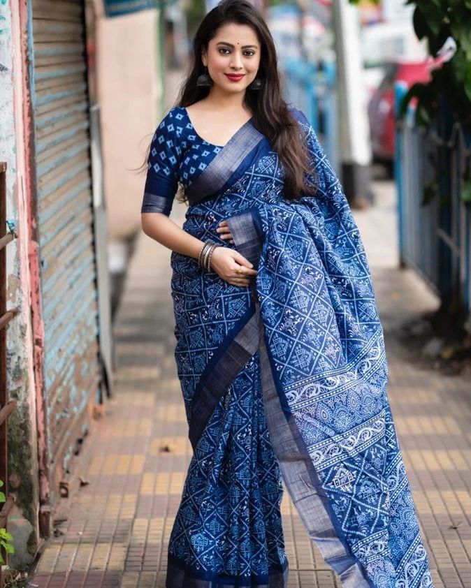 cotton printer saree