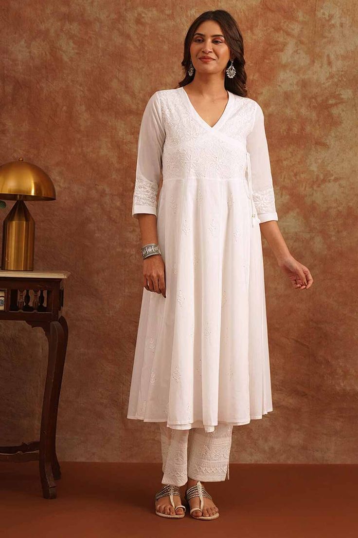 Anarkali White Kurta