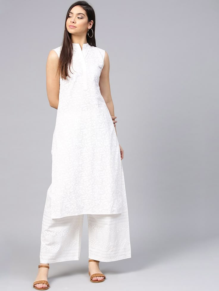 Sleeveless white kurta