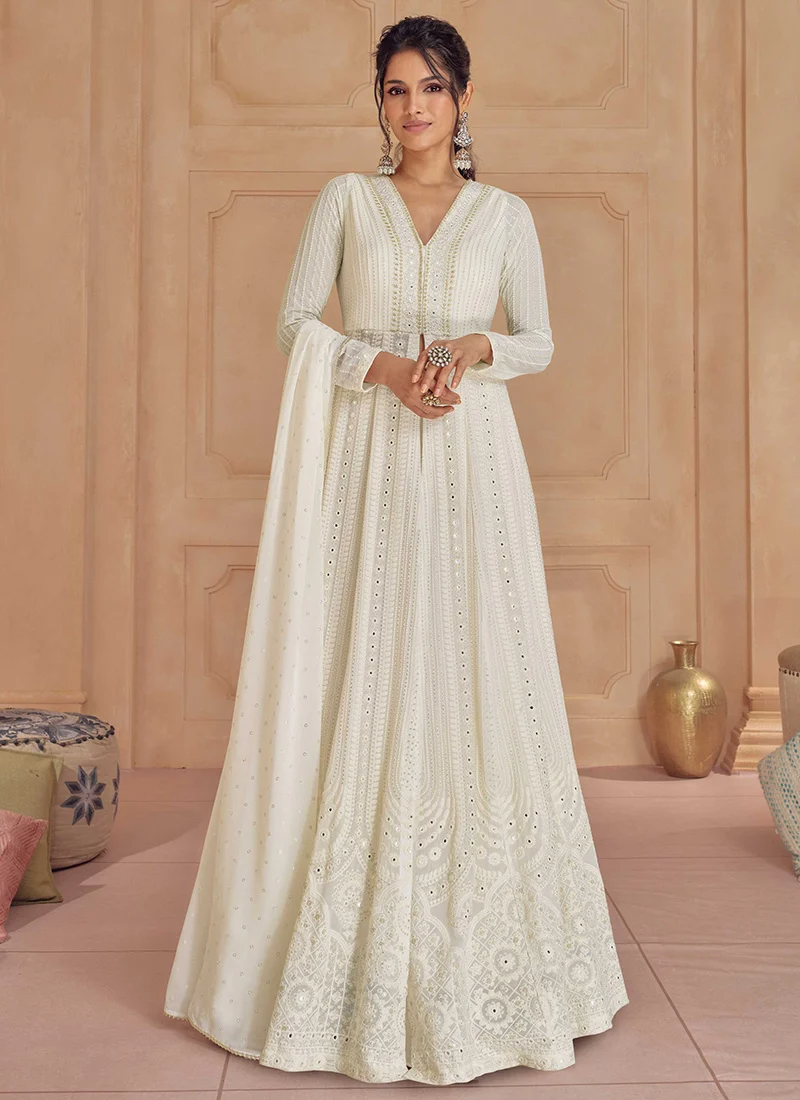 mirror work anarkali designs