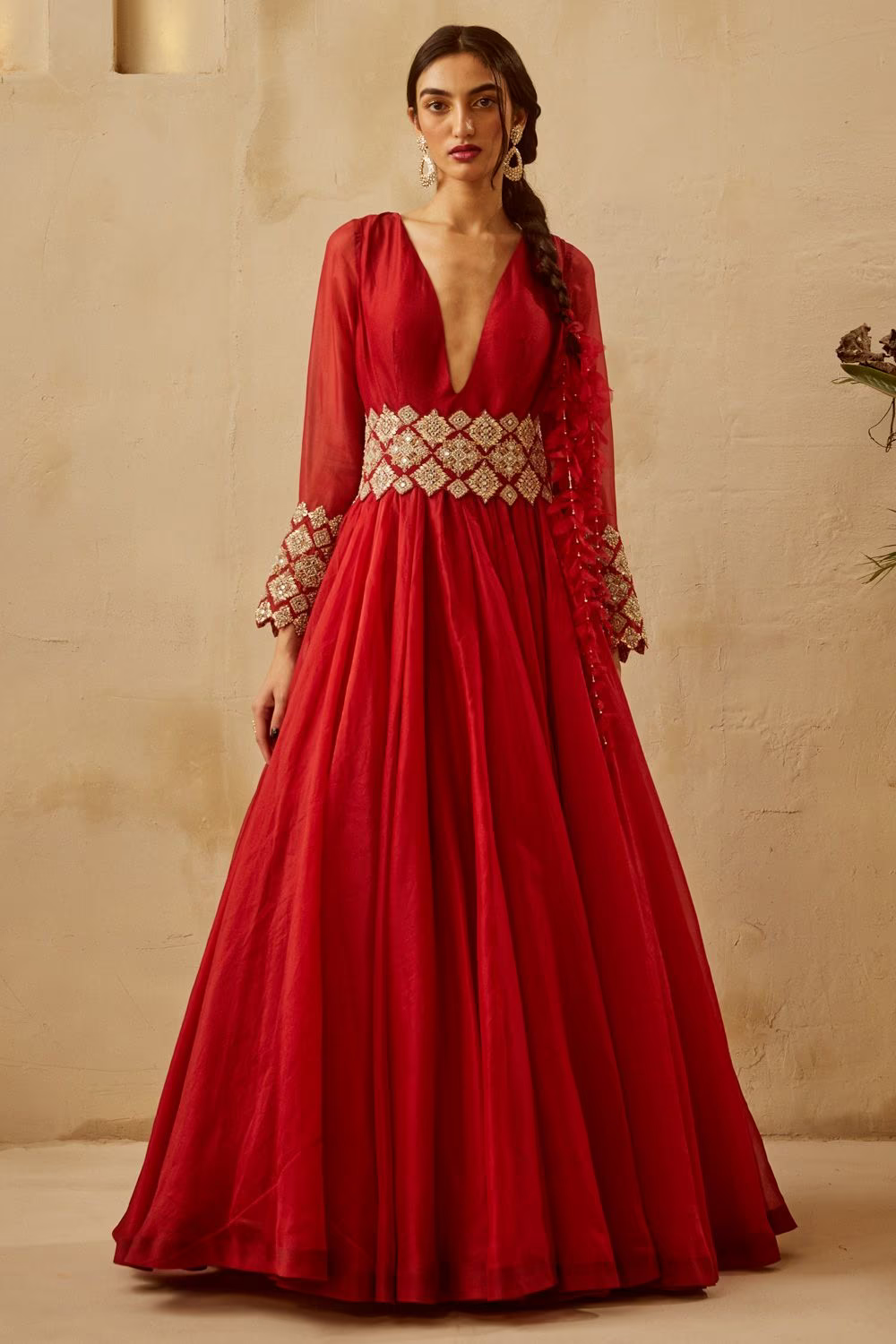 plunging neck anarkali designs