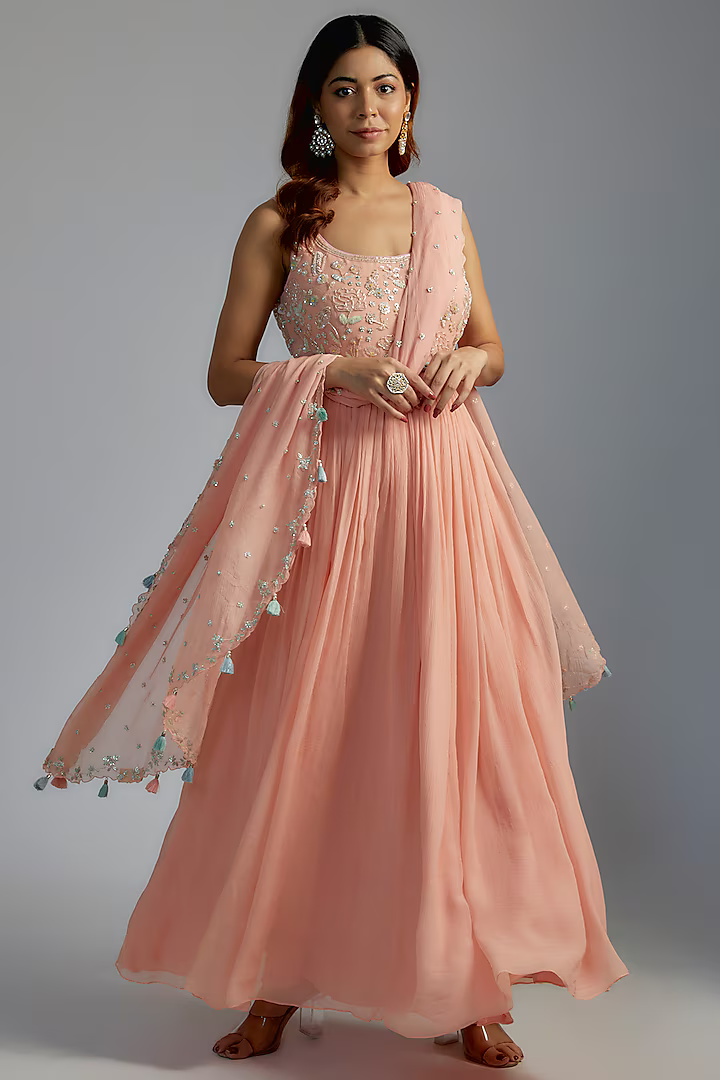 sleeveless anarkali designs