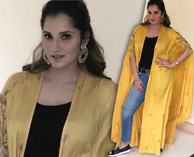 ग्रेसफुल सानिया मिर्जा floor length jackets for summer in
