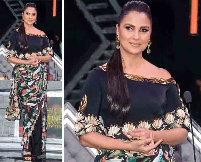 lara dutta off shoulder saree bollywood actress