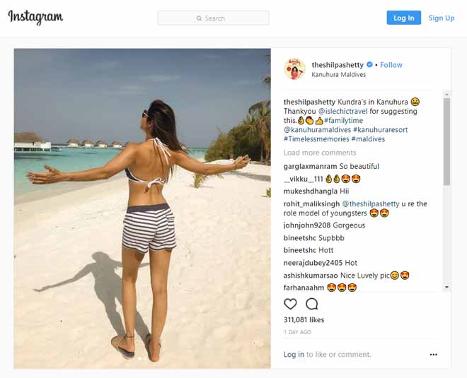 shilpa shetty instagram Maldives inside