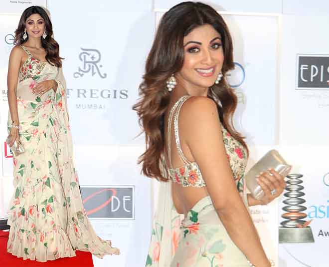 shilpa shetty ruffle saree blouse award night