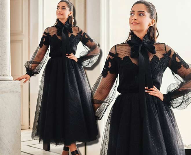 sonam kapoor black dress inside 