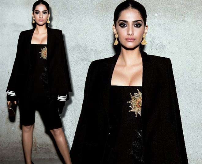 sonam kapoor black dress inside 
