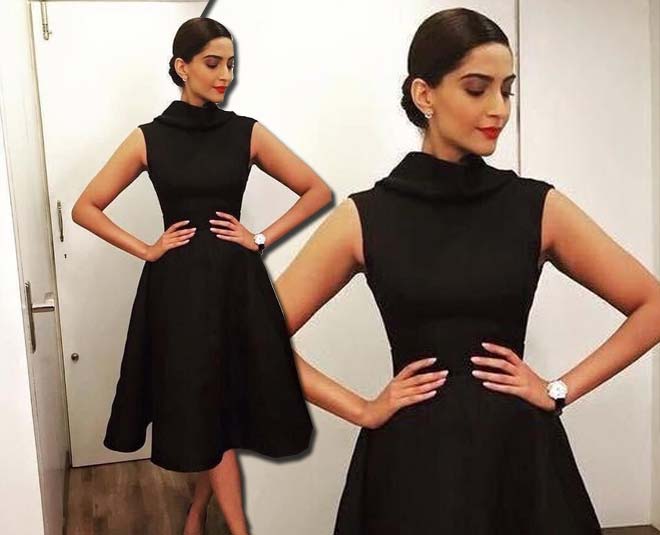 sonam kapoor black dress inside 