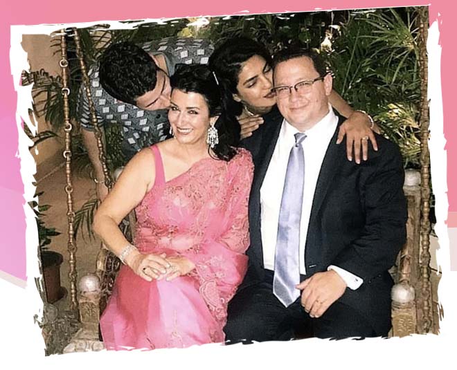 hollywood celebrities in Priyanka Chopra engagement saree