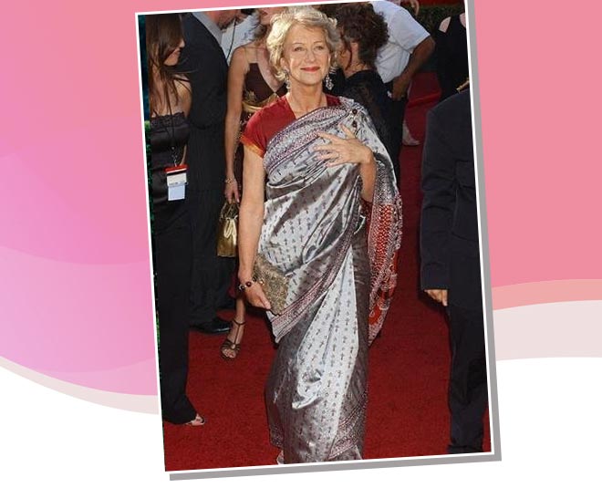 साड़ी में हेलन मिरेन hollywood celebrities in saree helen mirren