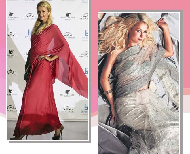साड़ी में पेरिस हिल्टन hollywood celebrities in saree paris hilton