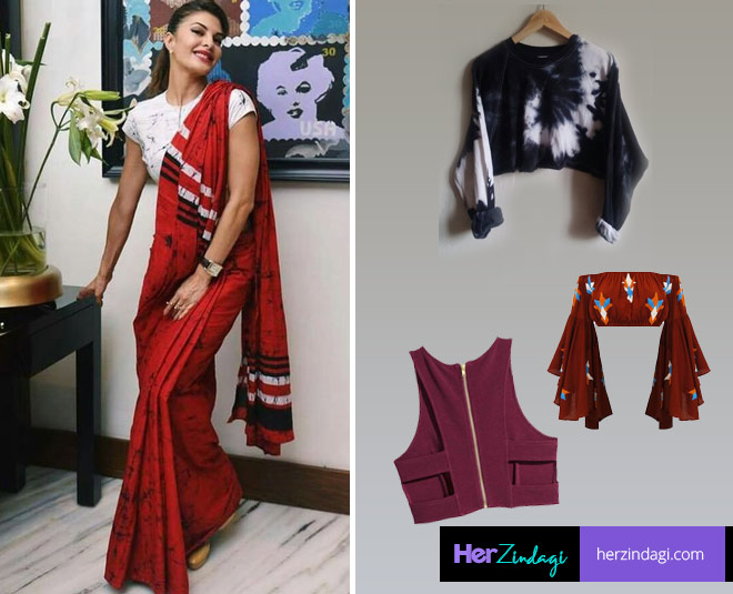 modern saree fashion without blouse tshirt