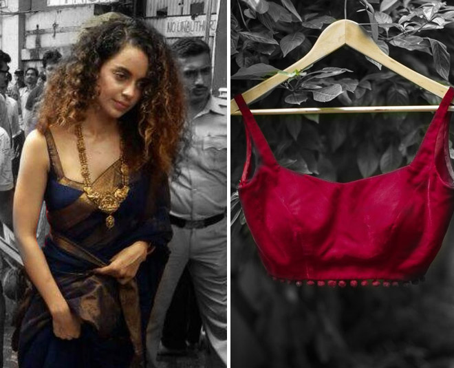 silk saree blouse latest design kangana