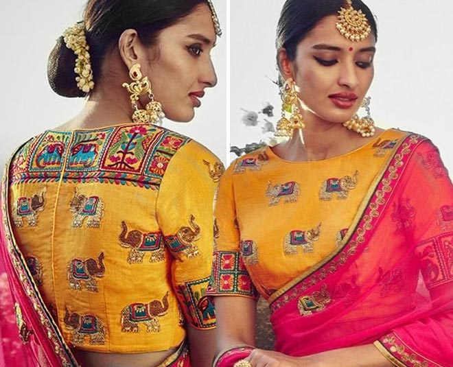 silk saree blouse latest design patchwork