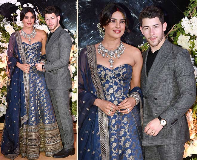 Priyanka chopra mumbai reception blue lehenga sets new goals of fashion 