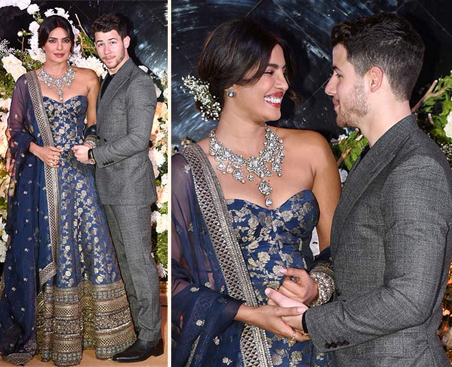 Priyanka chopra mumbai reception blue lehenga sets new goals of fashion