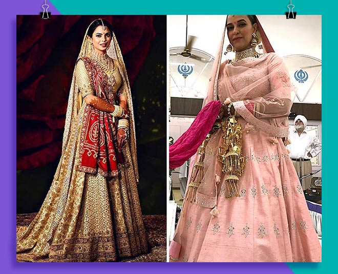 bollywood actress bridal lehenga of  isha ambani neha dhupia