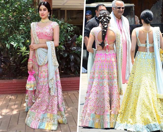 jhanvi kapoor lehenga look sonam wedding