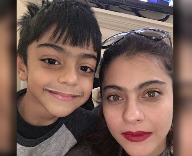 kajol with son yug