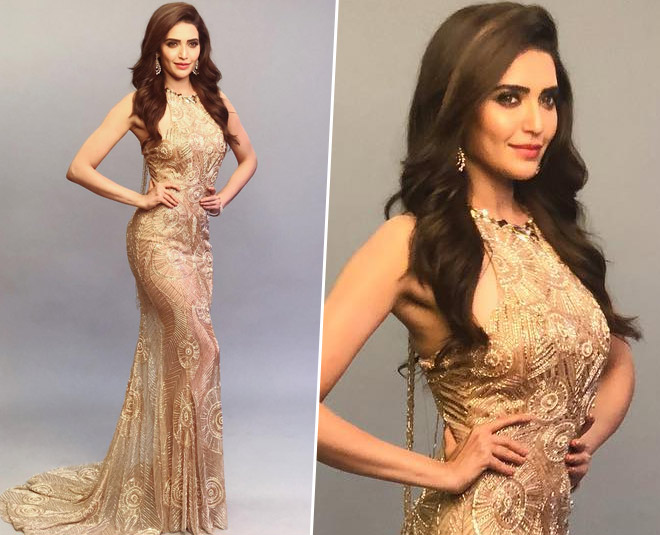 karishma tanna golden gown