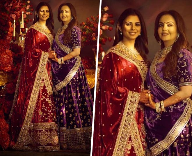 nita ambani isha ambani lehenga wedding reception