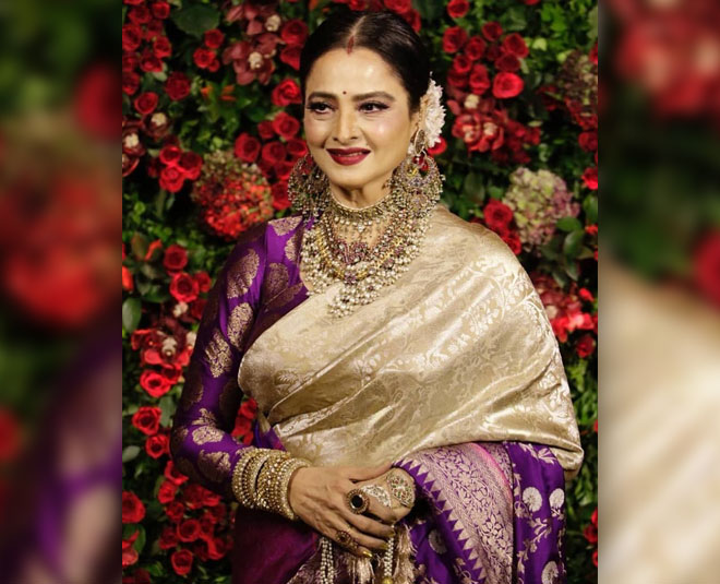 rekha at deepika ranveer wedding reception