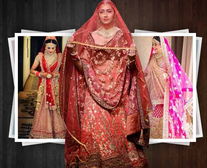 Photo of pretty red bridal lehenga with double dupatta draping style