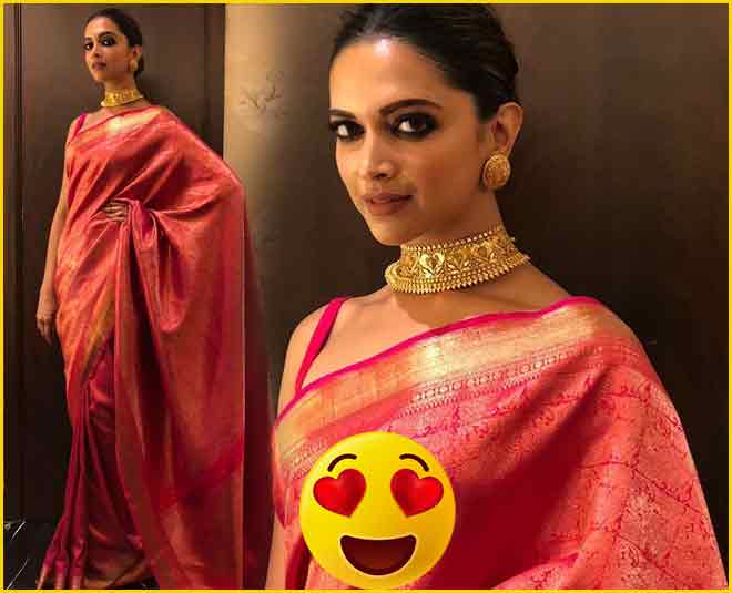 Bollywood fashion deepika padukone banarasi saree