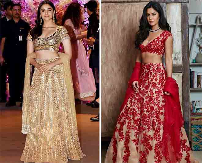 लहंगे के दुपट्टे को बाजू में करें स्टाइल alia katrina lehenga dupatta style