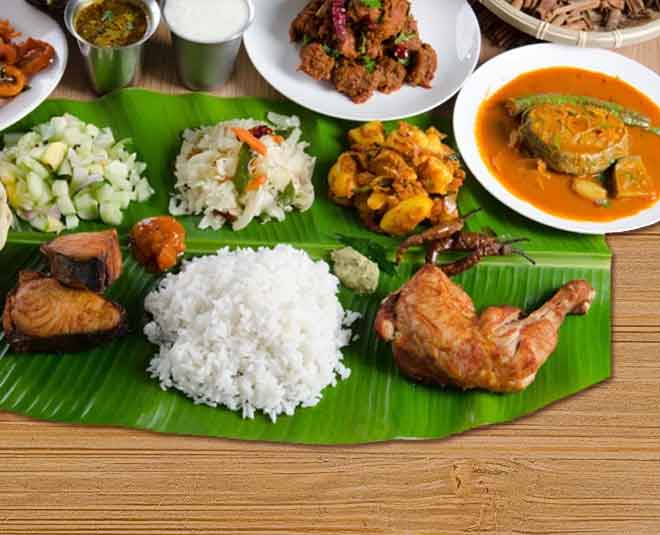 food serve on banana leaves inside