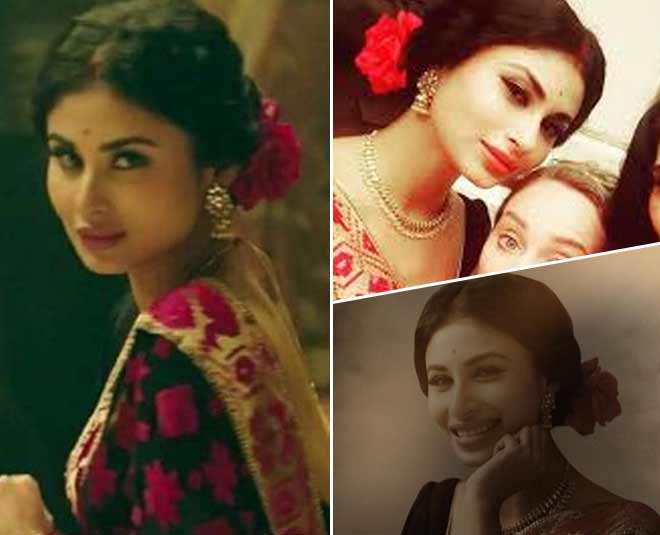 mouni roy red rose hairstyle