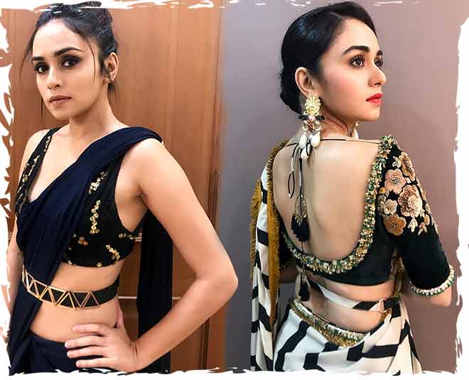 tv actress amruta khanvilkar belt saree