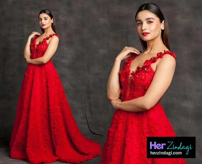 लाल रंग alia bhatt red dress