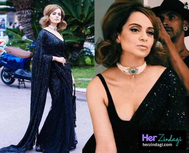 kangana ranaut black saree