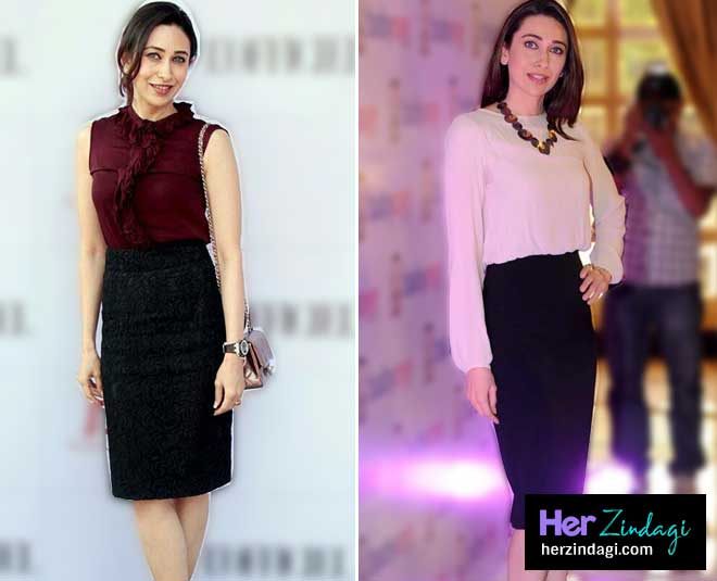 ब्लैक पेंसिल स्कर्ट फॉर्मल लुक karishma kapoor black pencil skirt bolllywood