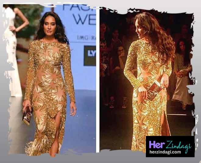 लिसा हेडन का रिस्की फैशन lisaa haydon golden gown