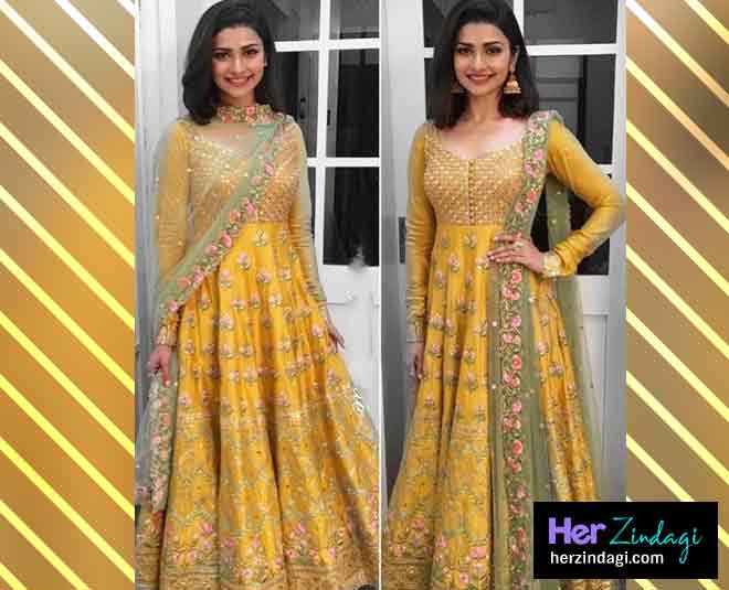 prachi desai yellow suit